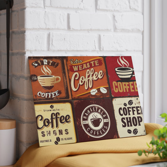 coffee labels Glass Cutting Board