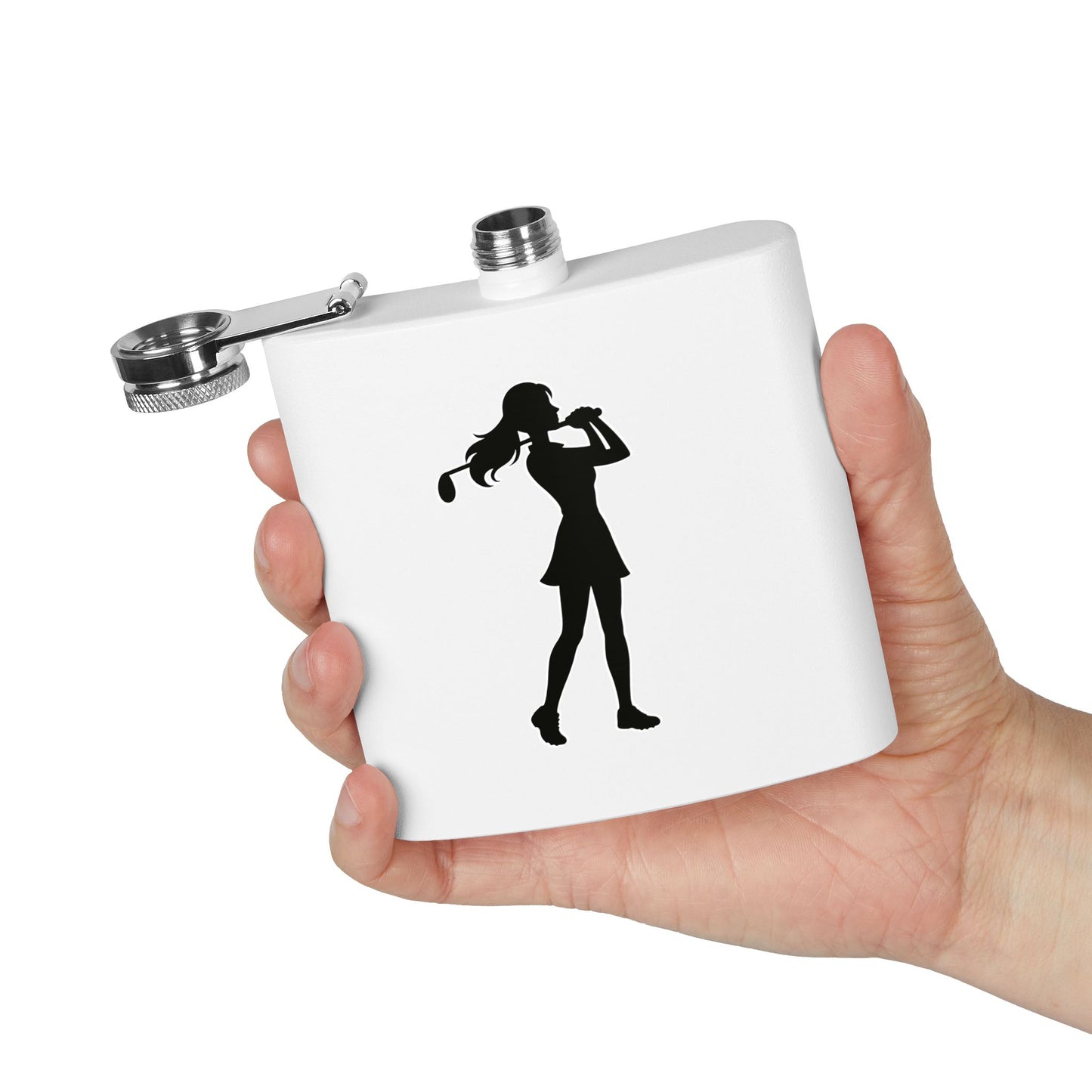 Golf Gal Silhoette Sleek Stainless Steel Flask