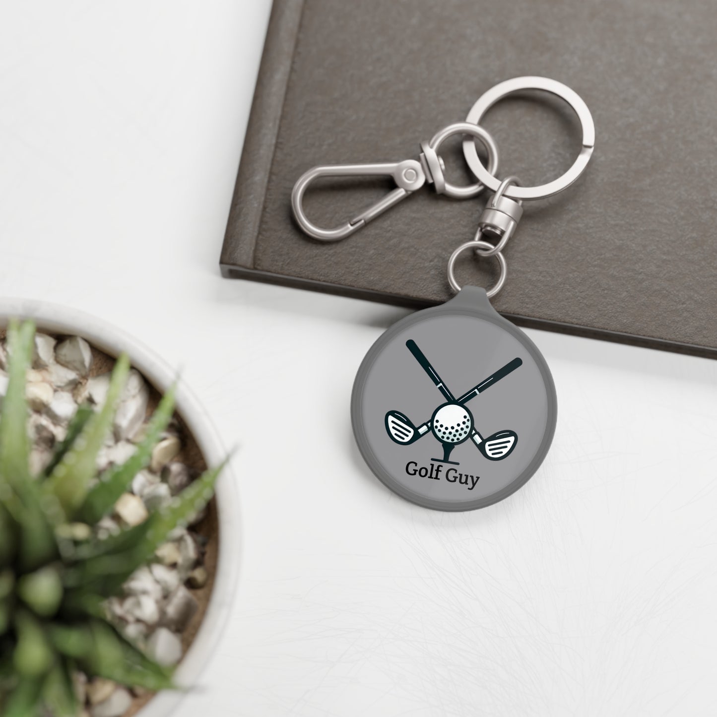 Grey Golf Guy Keyring Tag