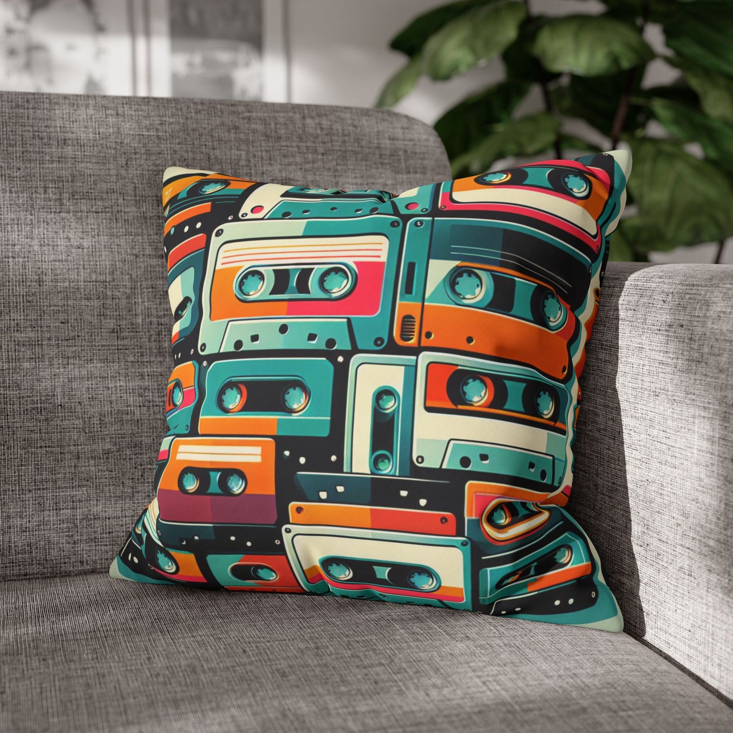 retro cassette tape Canvas Pillow cover