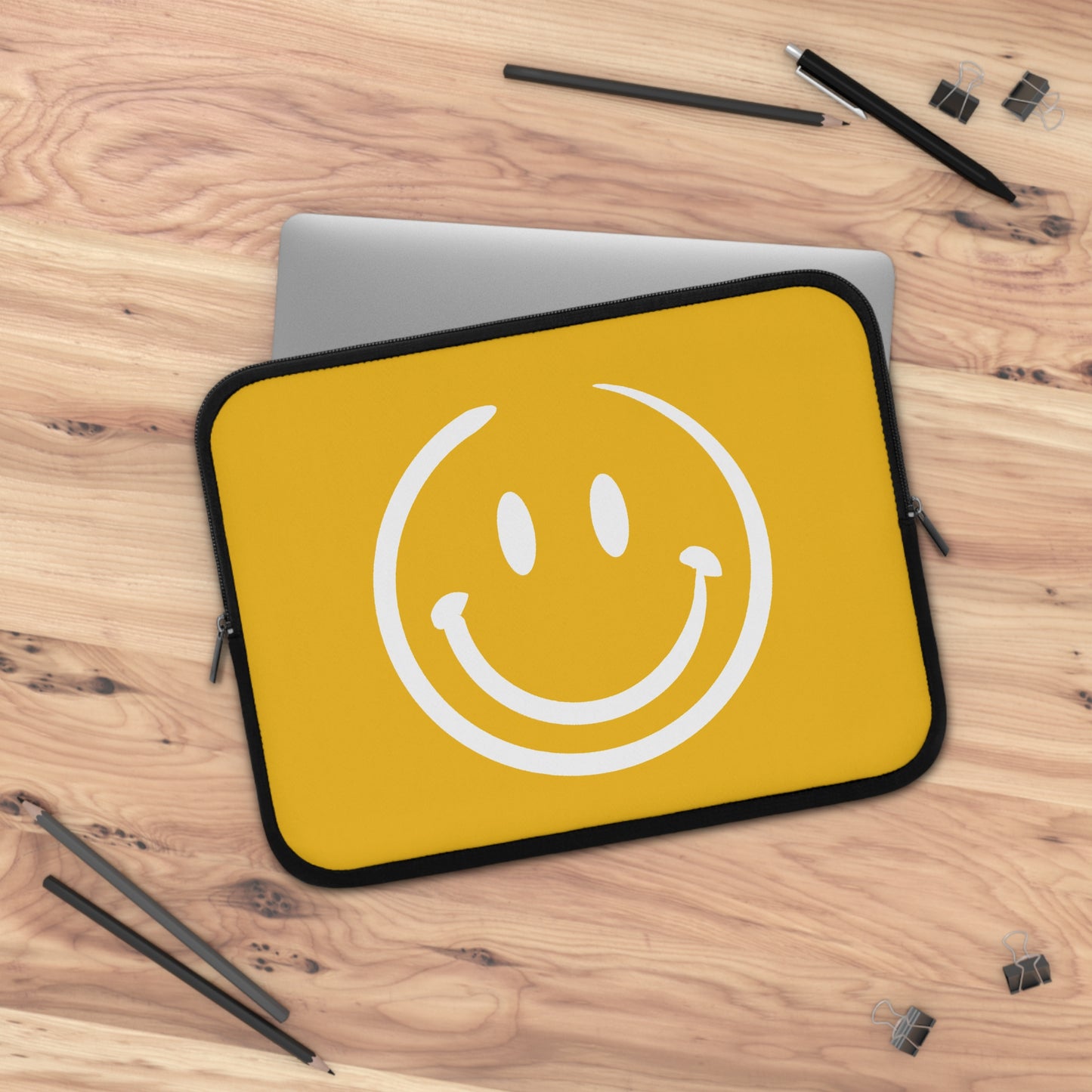 yellow with white smiley face Laptop Sleeve