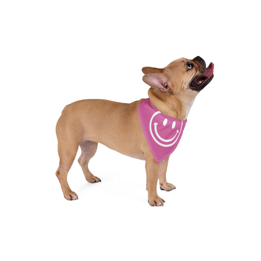 pink with white smiley face Pet Bandana