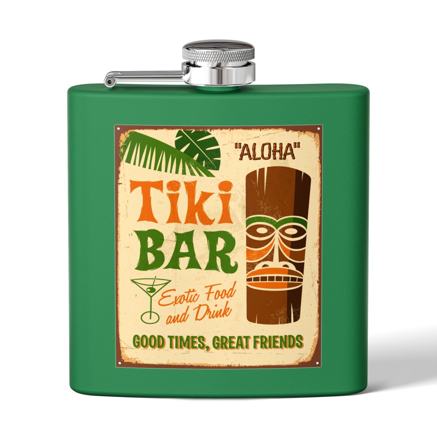 Tiki Bar Sleek Stainless Steel Flask