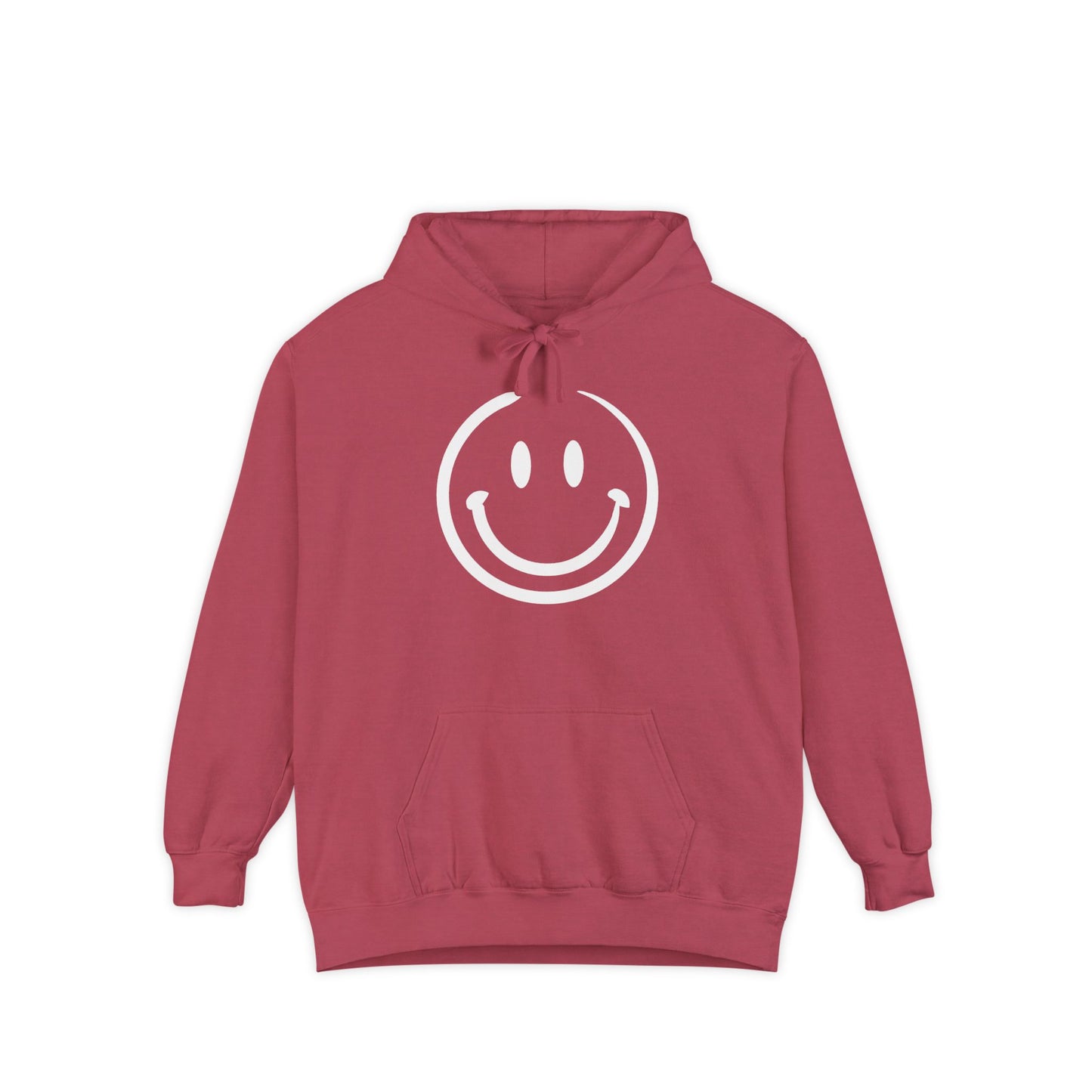 White Smiley Face Garment-Dyed Hoodie
