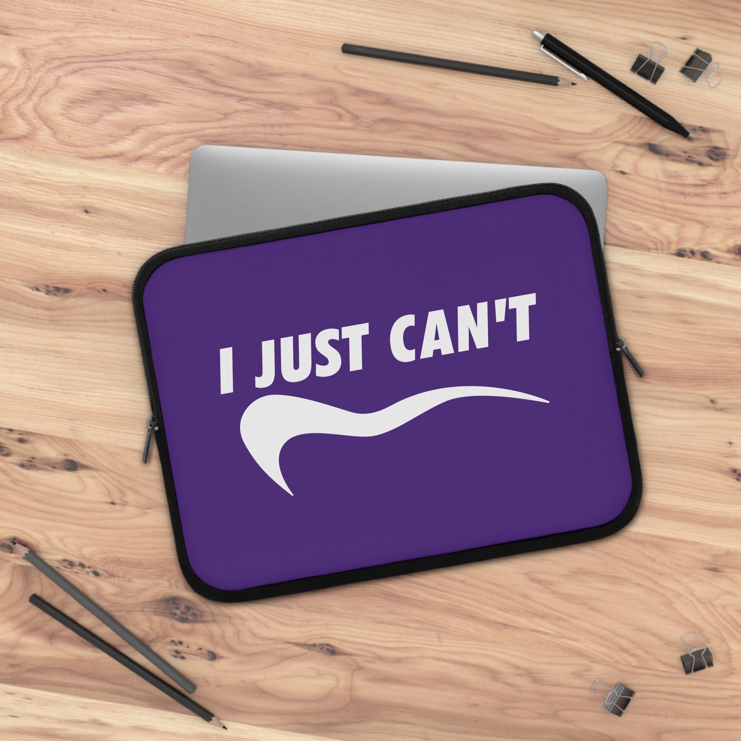 purple with white i just can't Laptop Sleeve