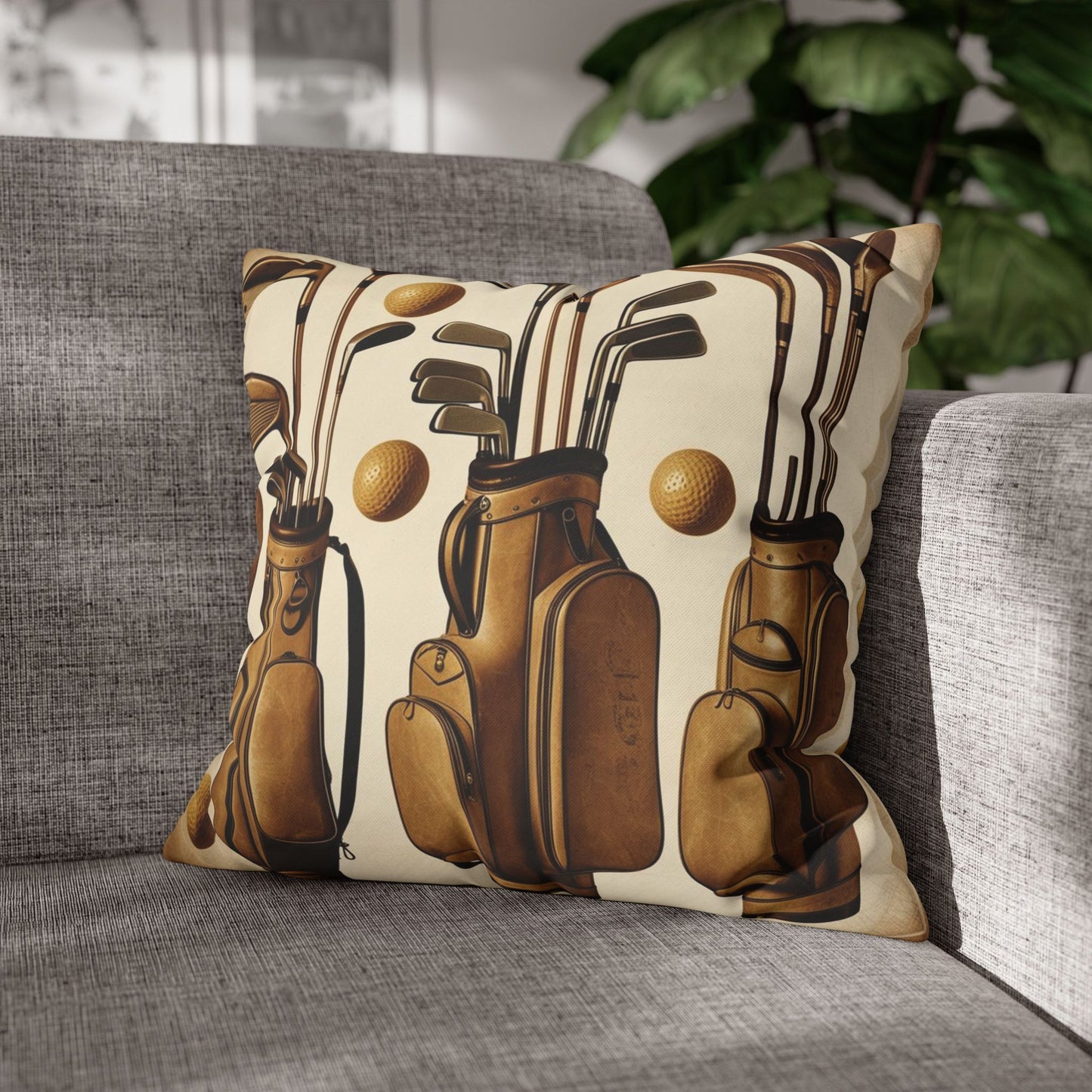 vintage golf equipment Canvas Pillow cover