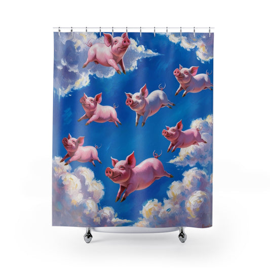 flying pigs Shower Curtains