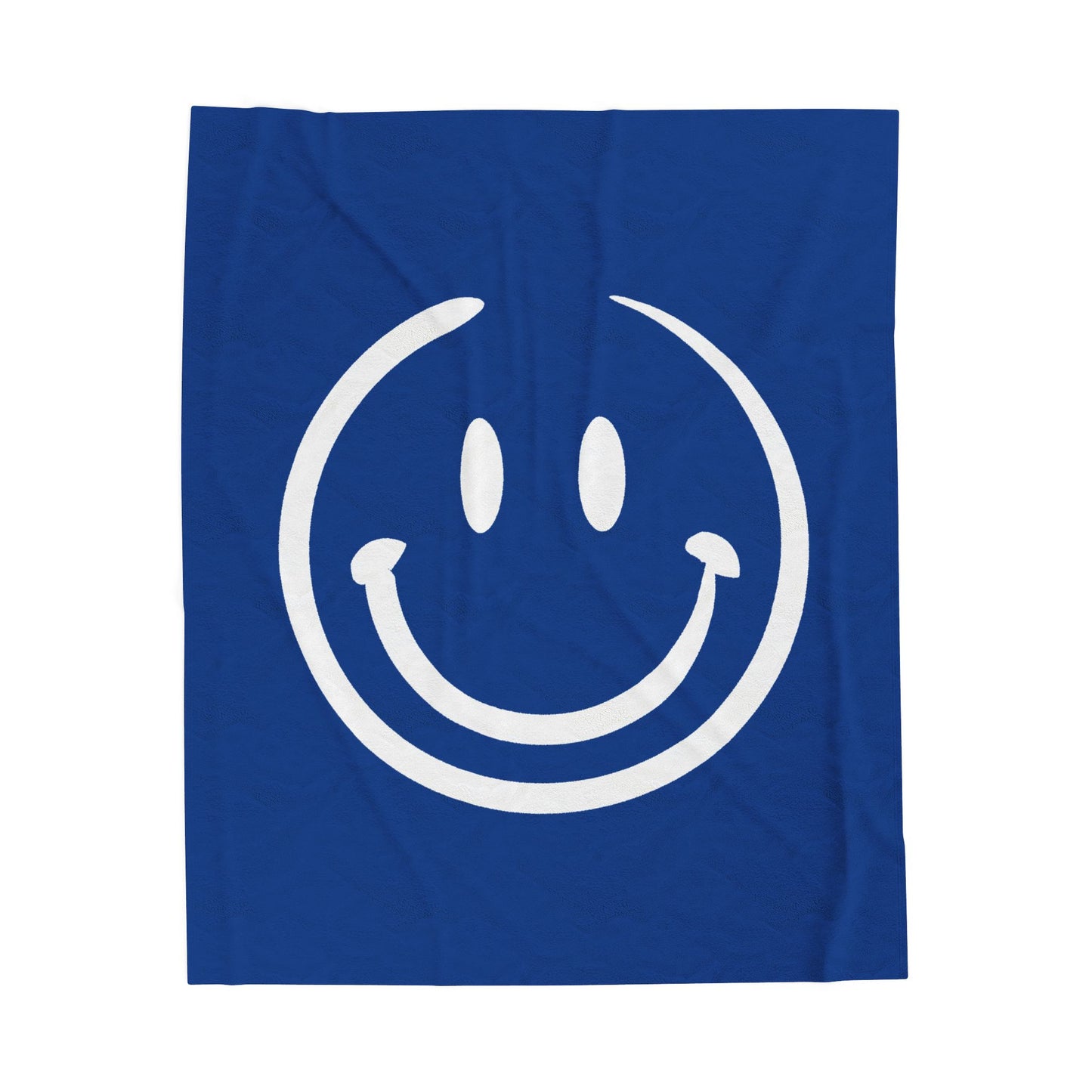 navy with white smiley face Velveteen Plush Blanket