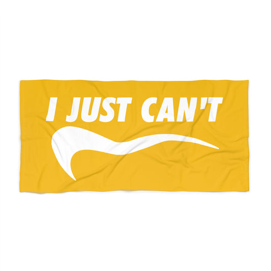 yellow with white I Just Can't  Beach Towel