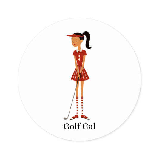 Golf Gal Round Sticker Ruby