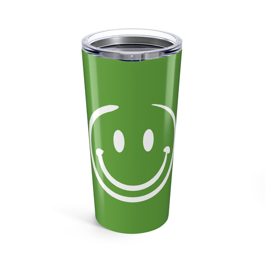 green with white smiley face Tumbler 20oz