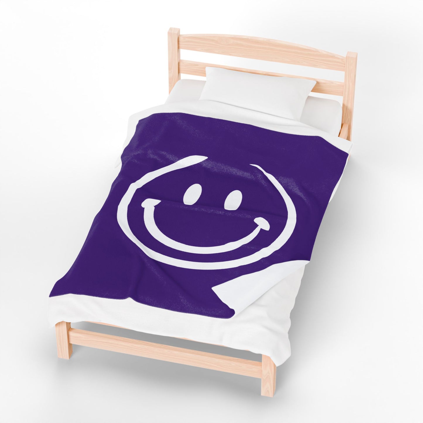 purple with white smiley face Velveteen Plush Blanket