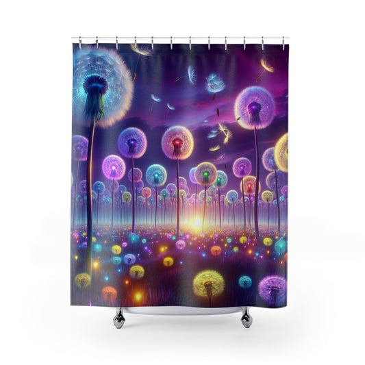 surreal dandelions Shower Curtains