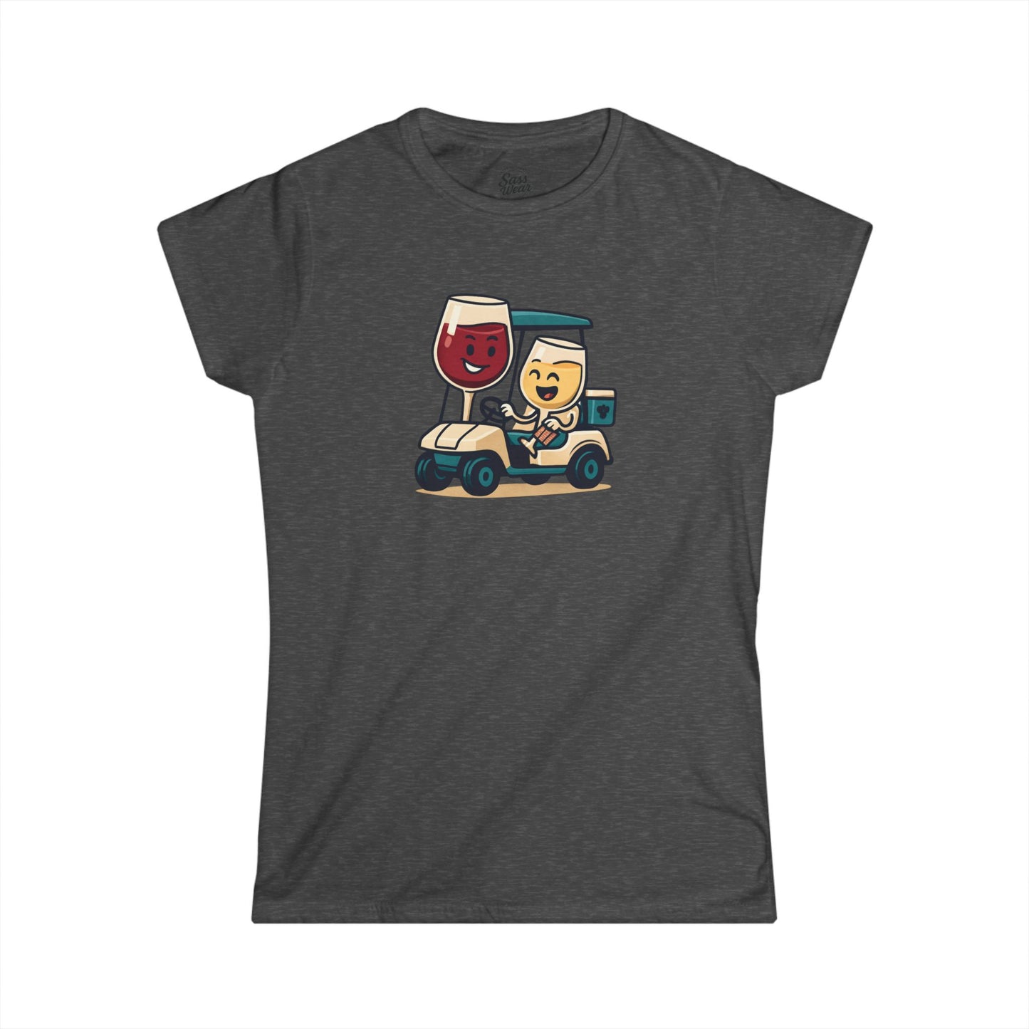 Wine and Golf Cart Women's Softstyle Tee Ruby
