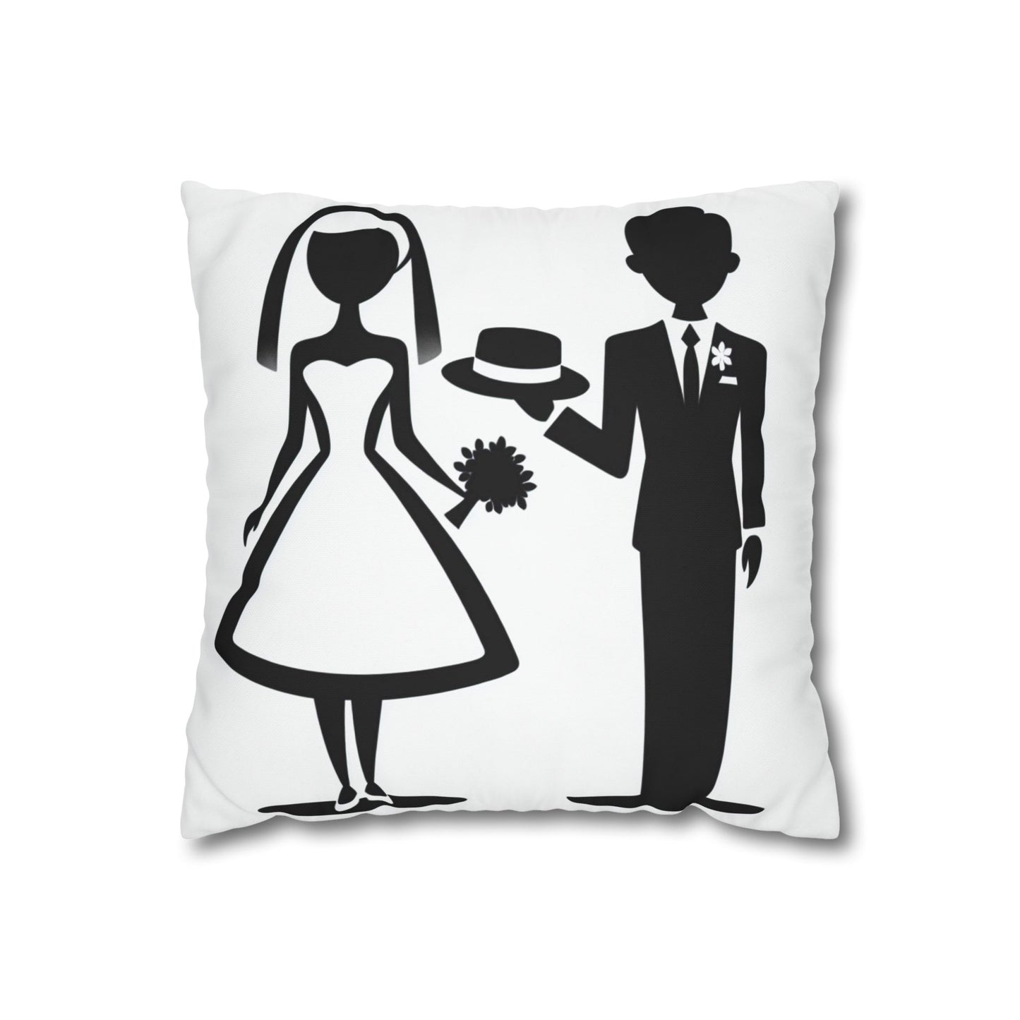 retro bride and groom Pillow cover
