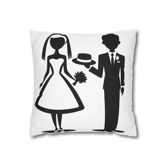 retro bride and groom Pillow cover