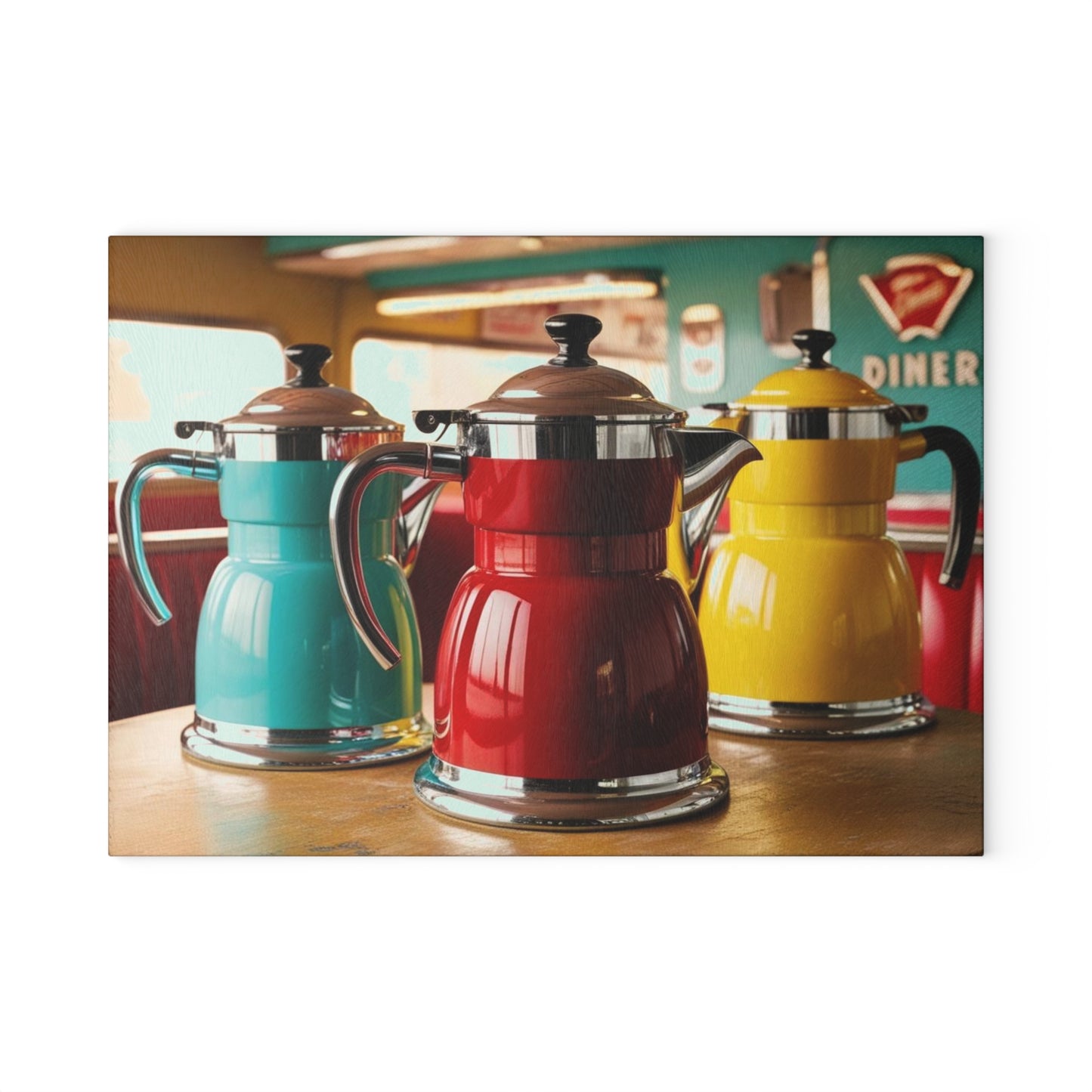 retro coffee pots Glass Cutting Board