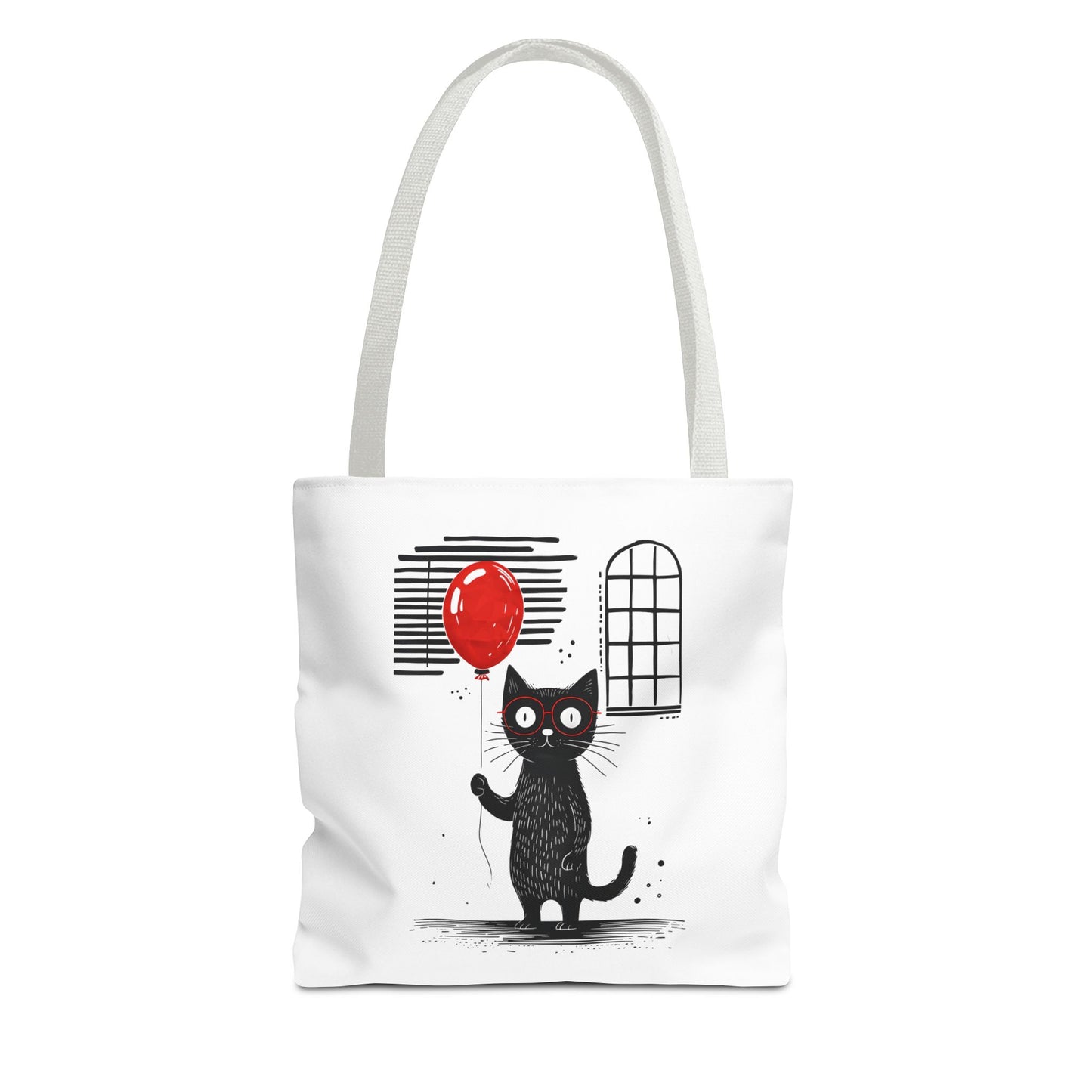 Cat with red balloon Tote Bag