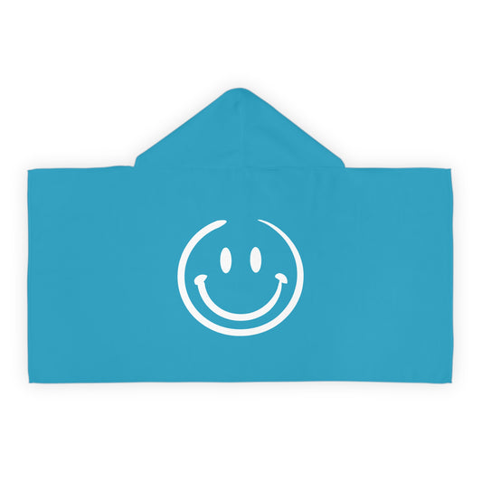Turquoise Smiley Face Kids Hooded Towel/ Beach Cover-Up