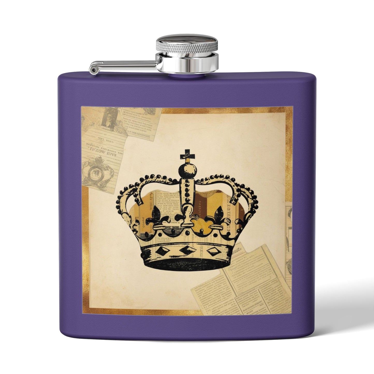 Vintage Crown Sleek Stainless Steel Flask