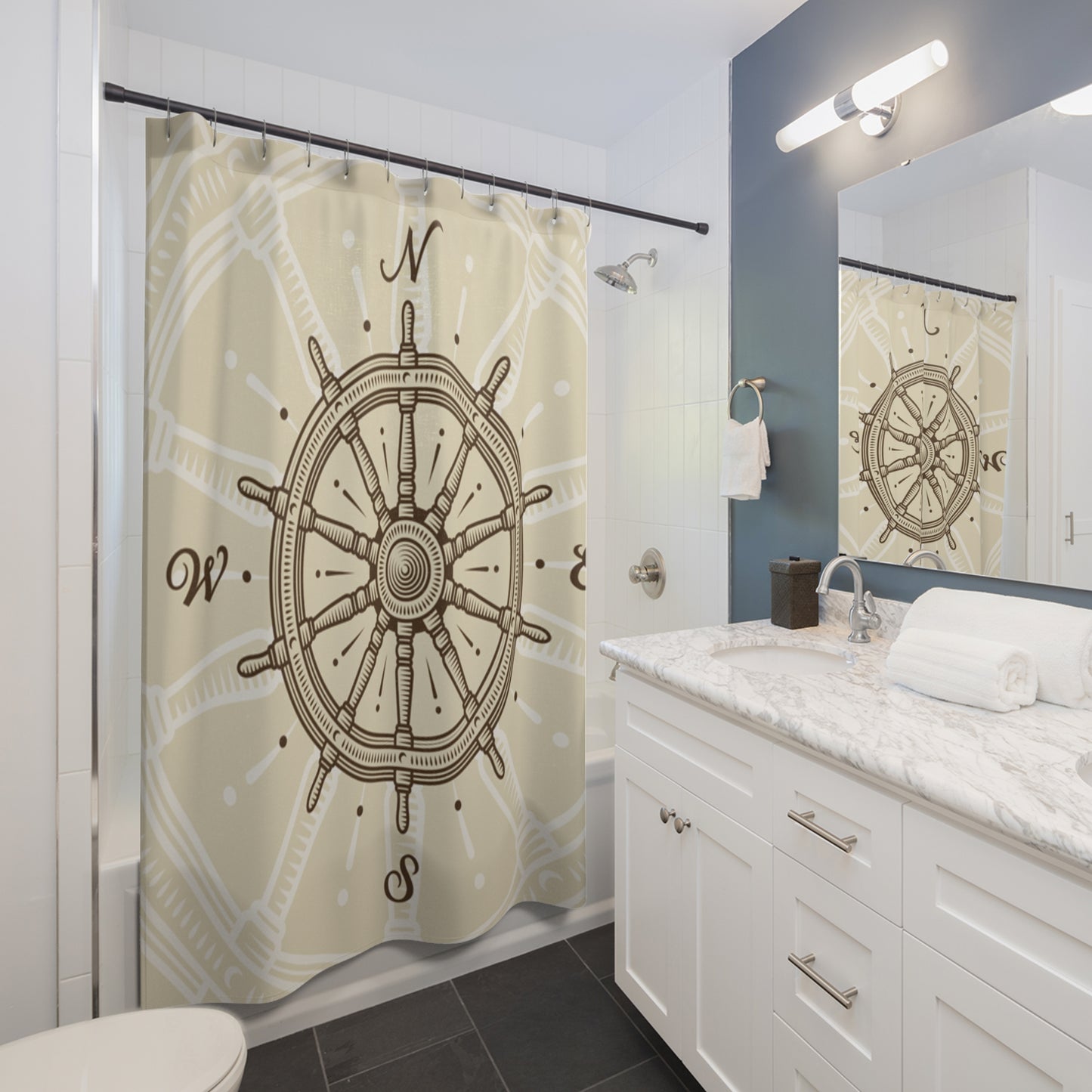 Captains wheel compass Shower Curtains