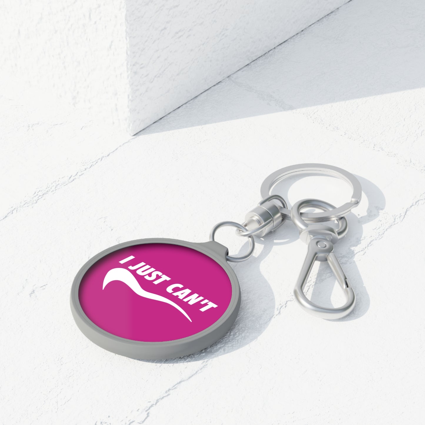 Hot Pink I Just Can't Keyring Tag