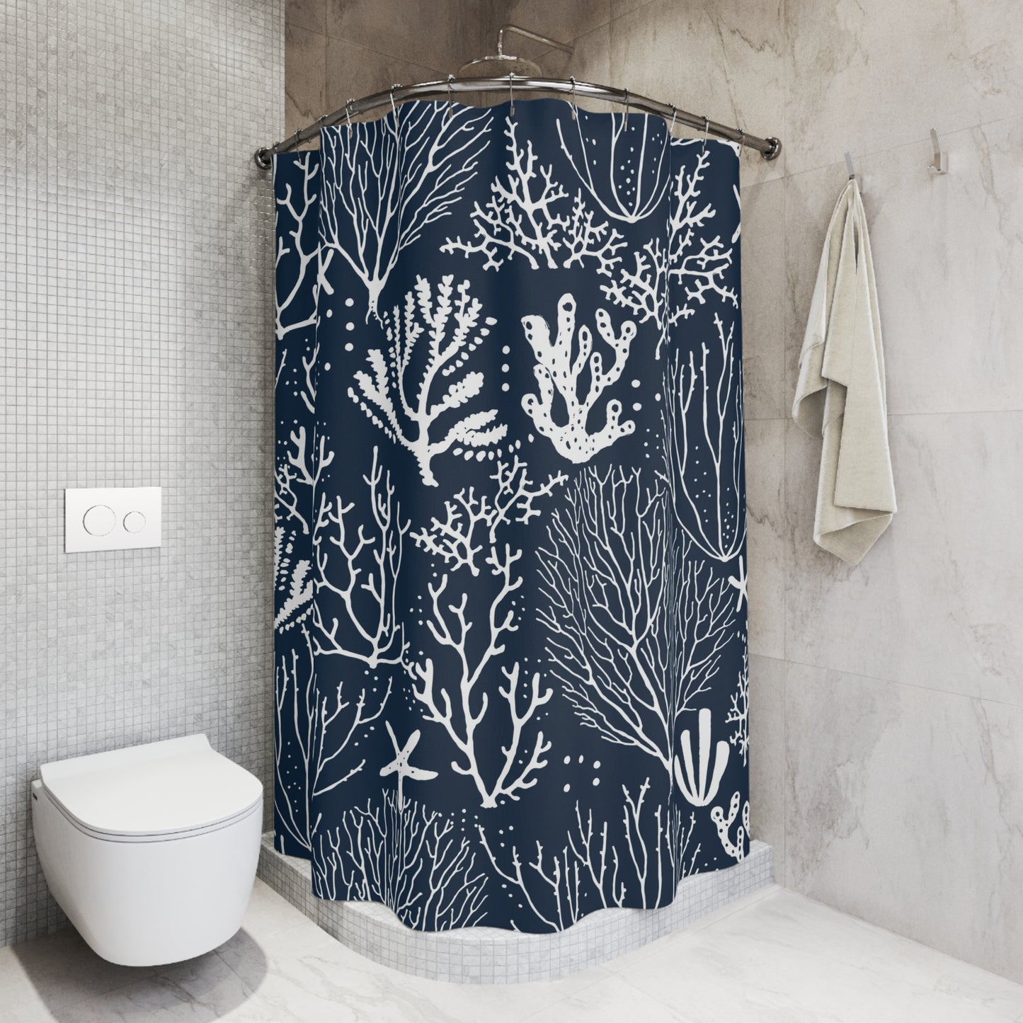 beach coral Shower Curtains