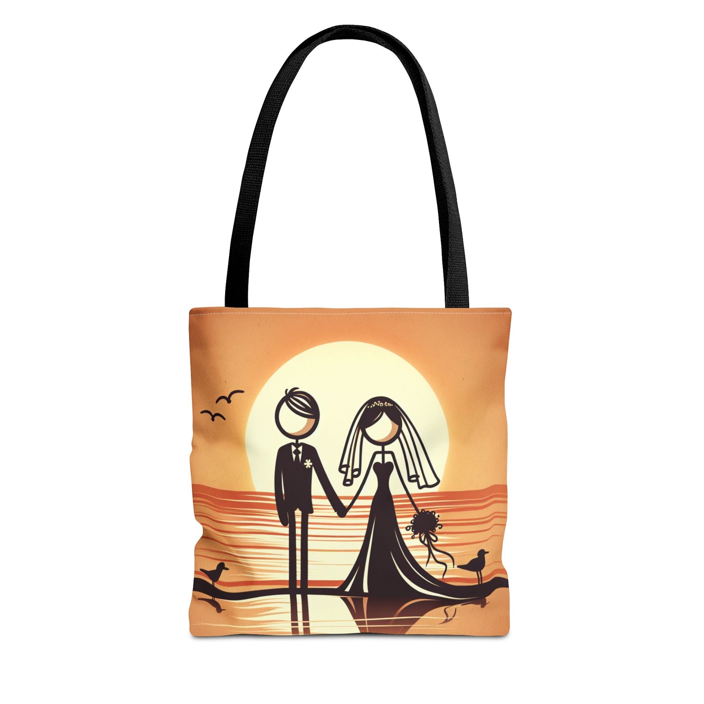 bride and groom on the beach Tote Bag