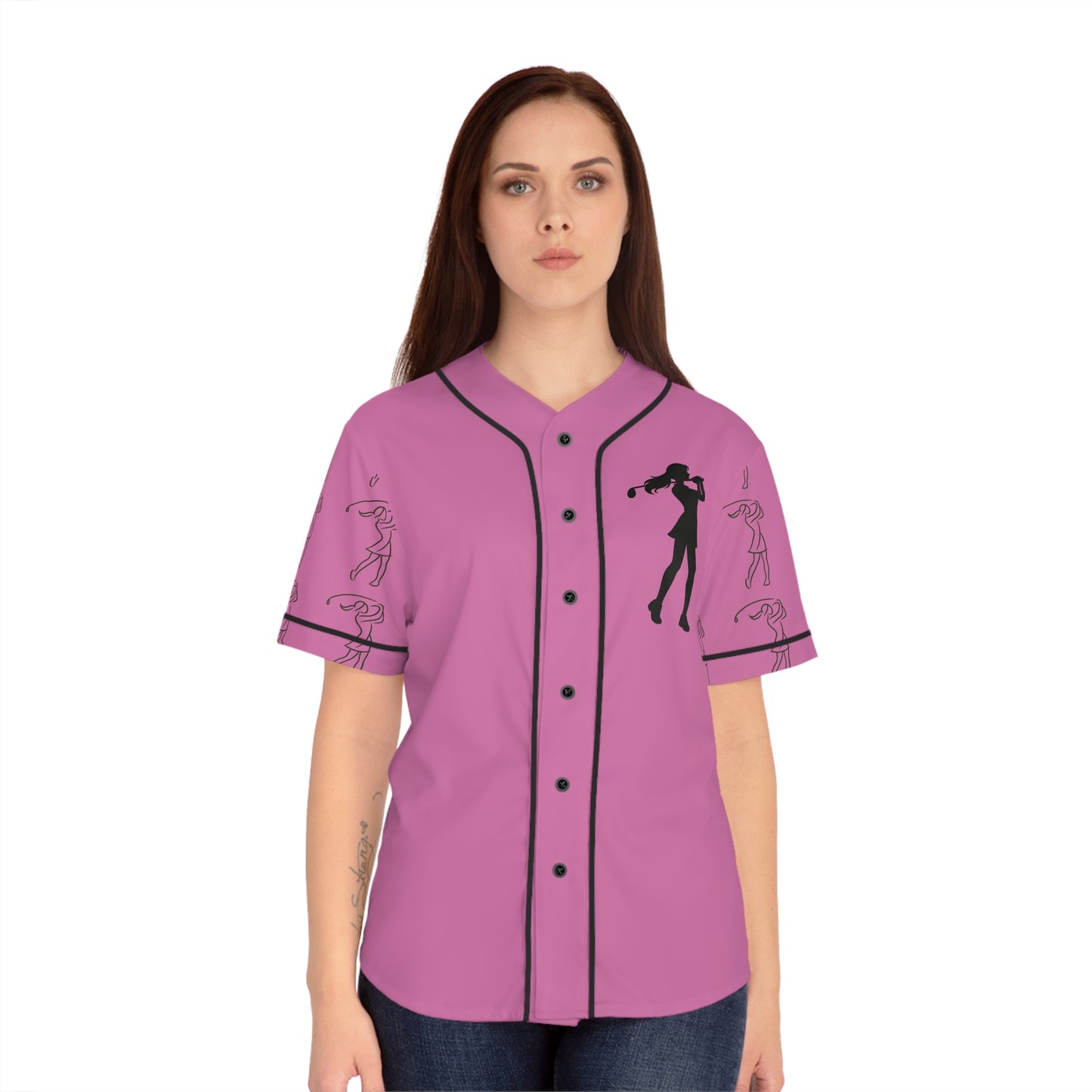 Golf Gal silhouette/outline baseball jersey