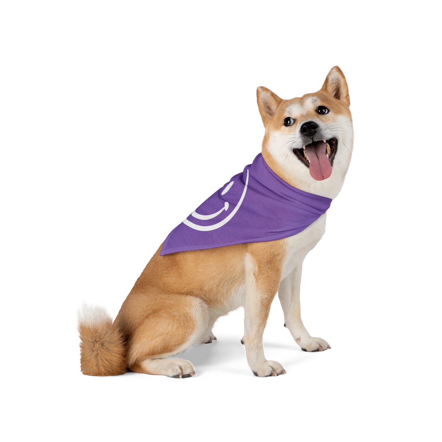 purple with white smiley face Pet Bandana