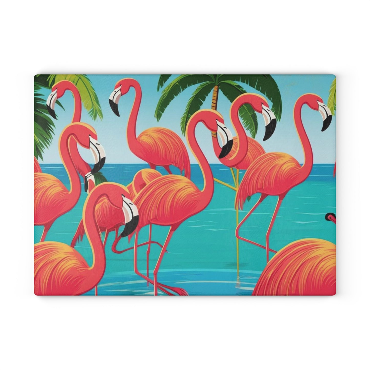 flamingos Glass Cutting Board