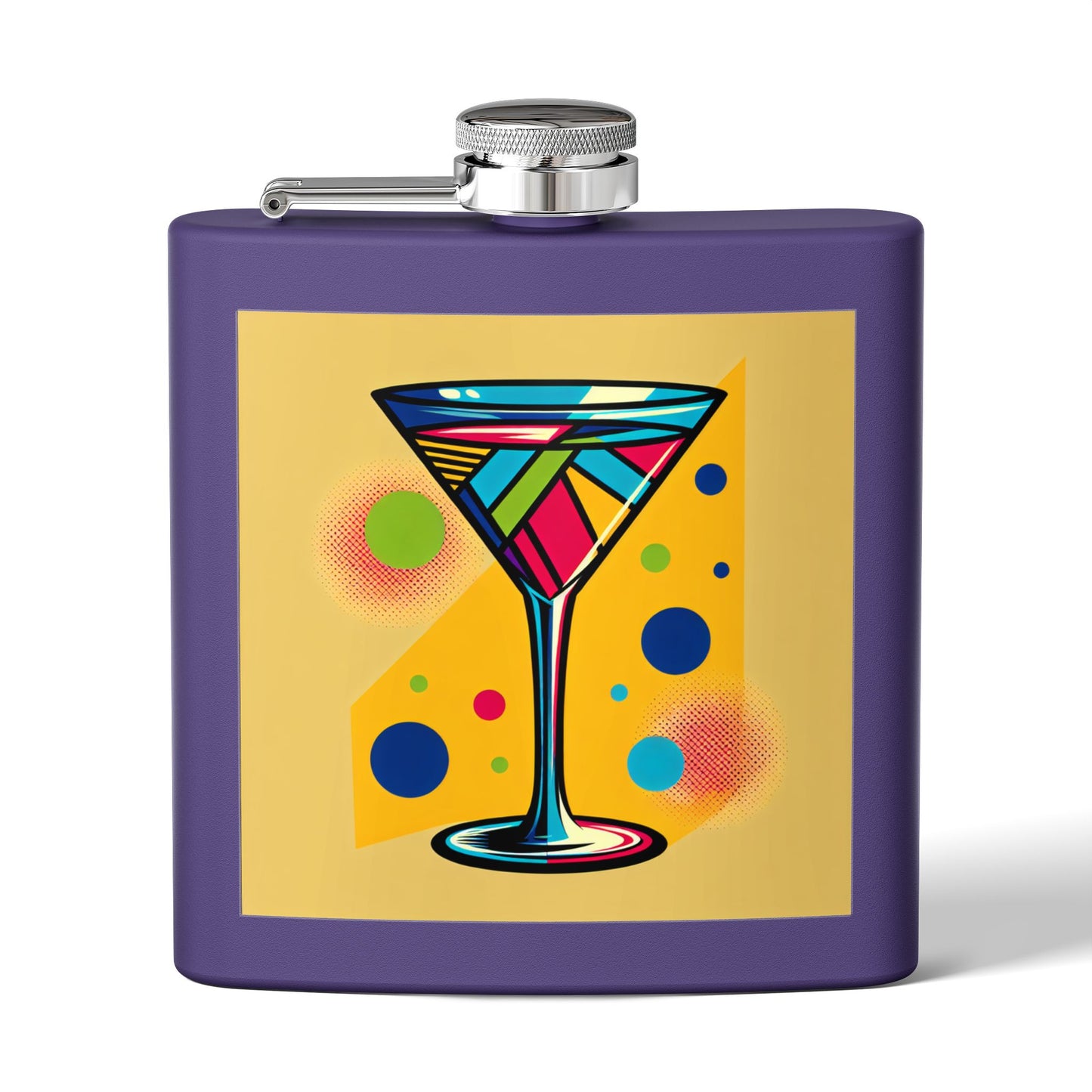 Pop Art Martini Glass Sleek Stainless Steel Flask