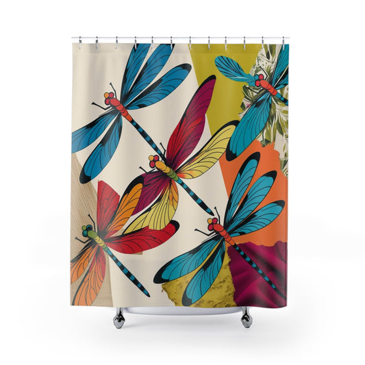 retro Dragonfly Shower Curtains