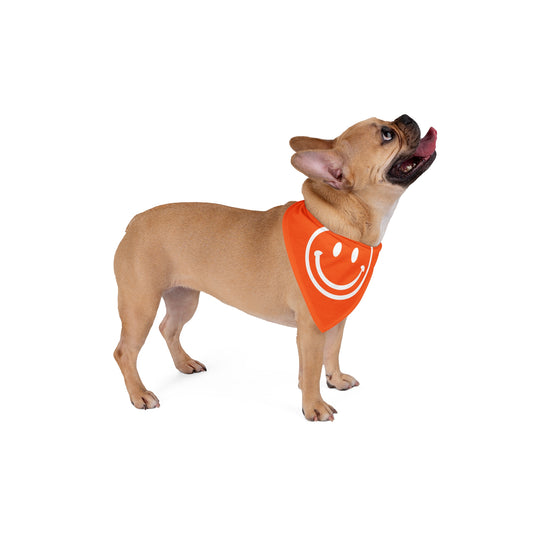 orange with white smiley face Pet Bandana