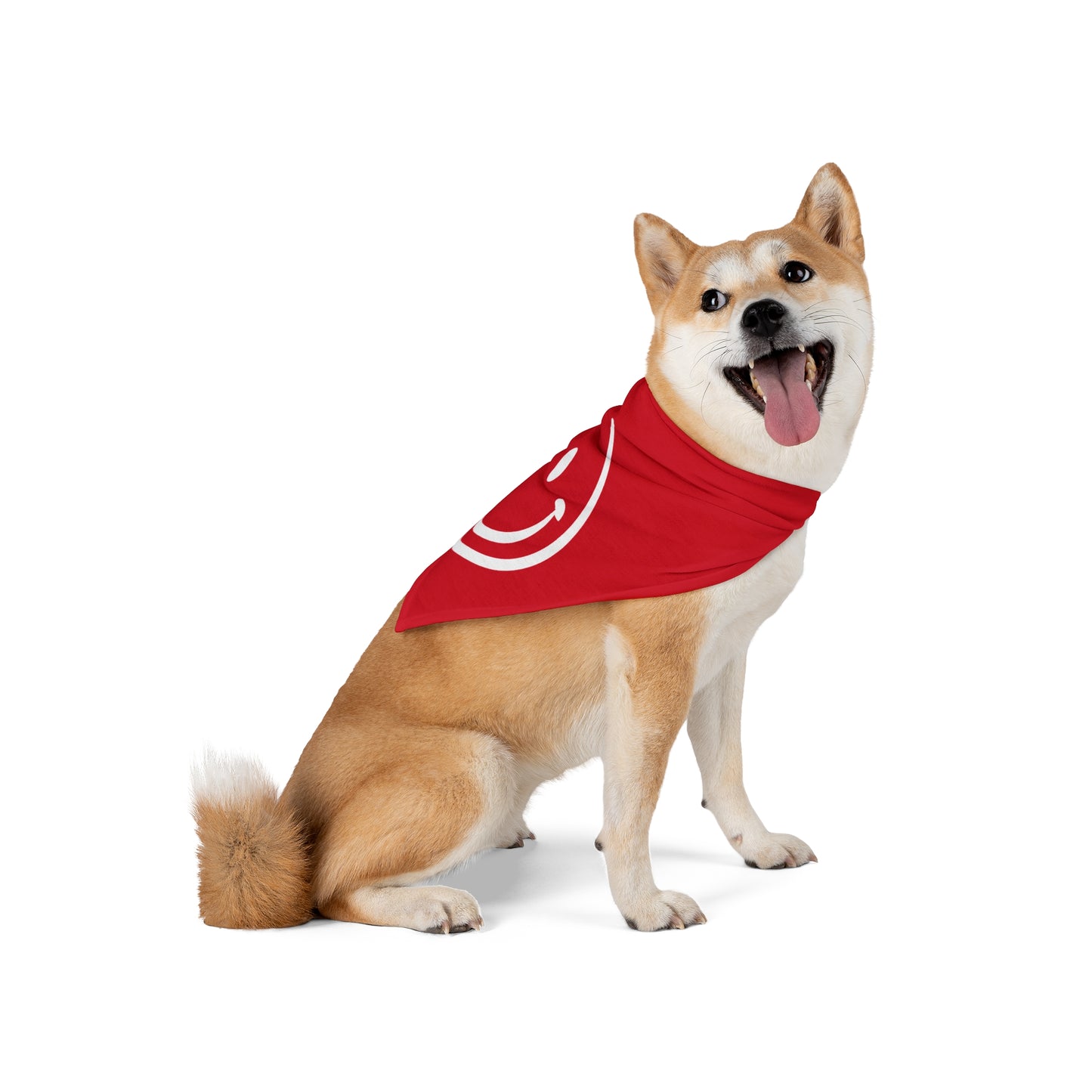 red with white smiley face Pet Bandana