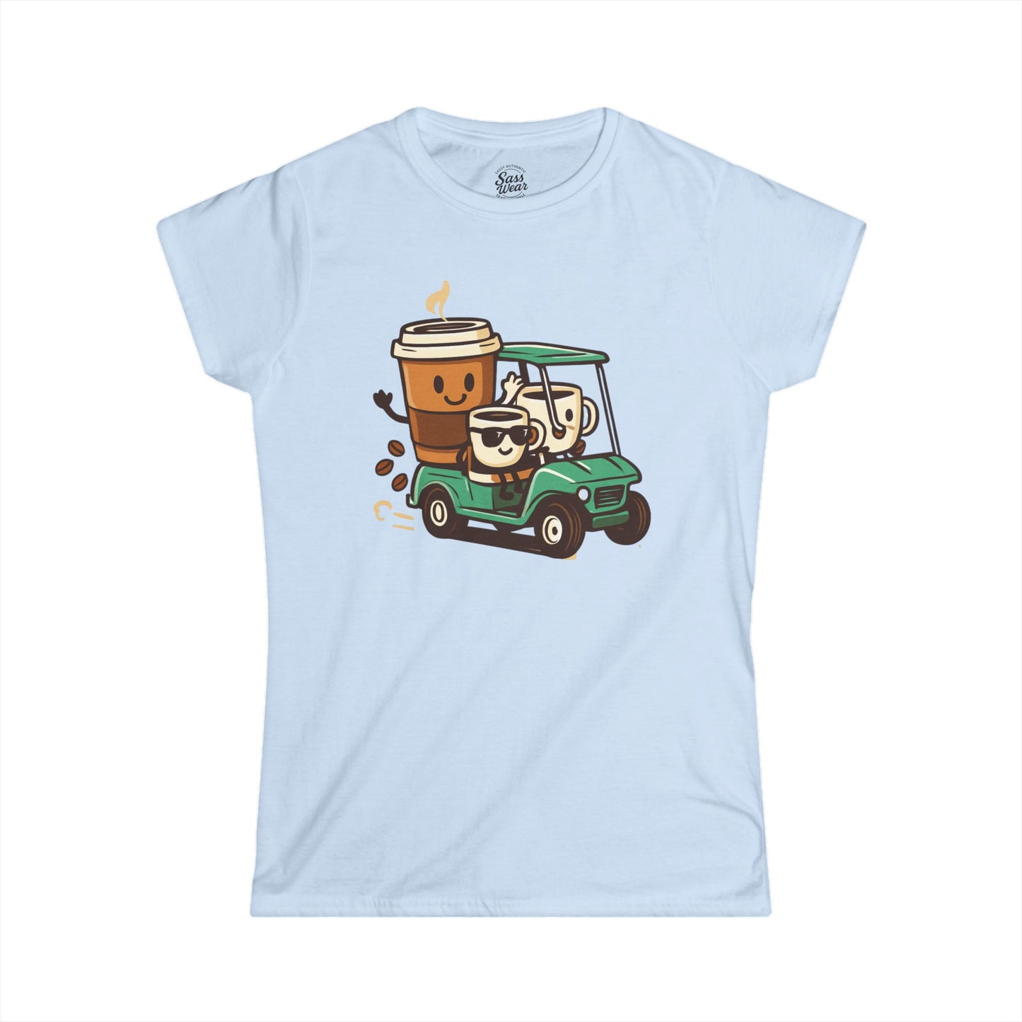 Coffee Cups in Golf Cart Women's Softstyle Tee