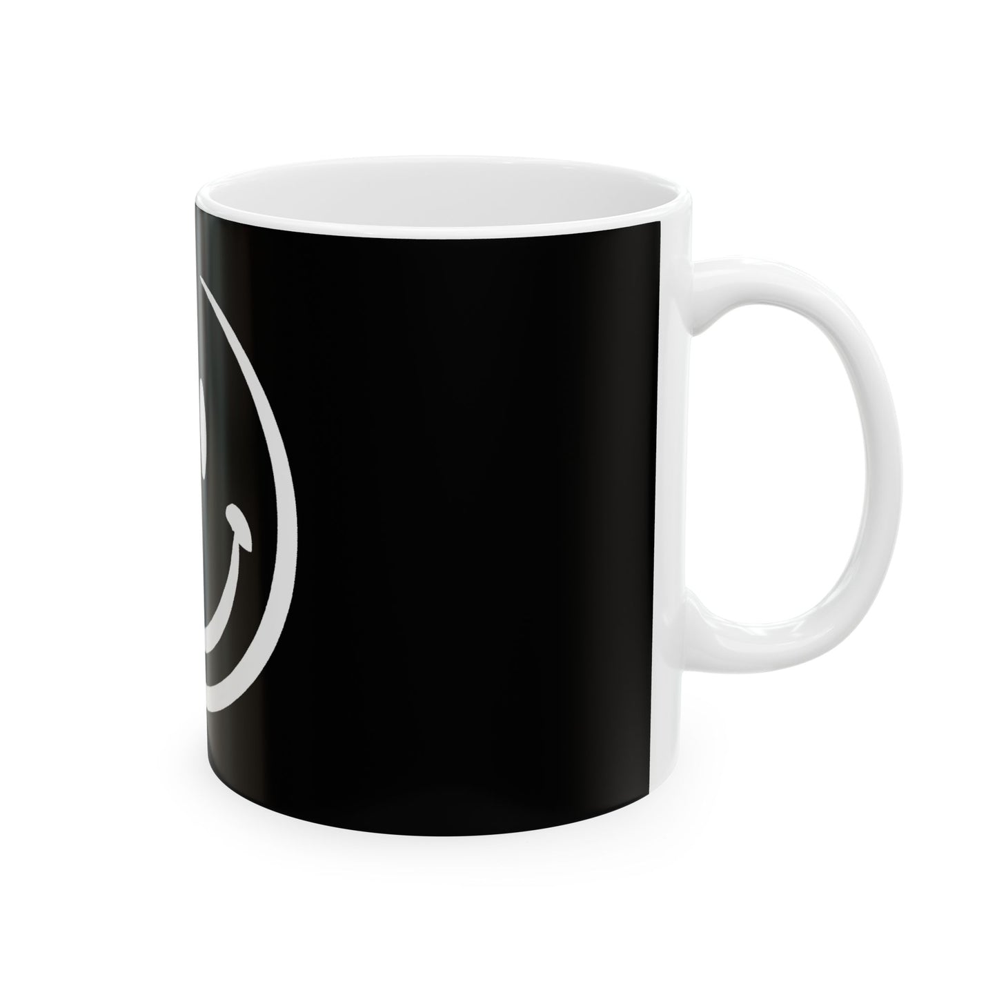 black smiley face Ceramic Coffee Mug