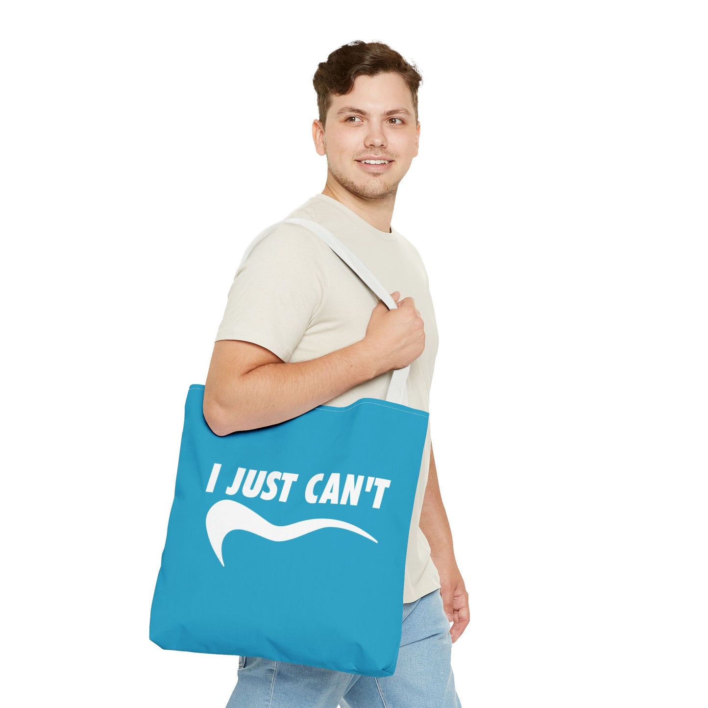 Turquiose with white I just can't Tote Bag