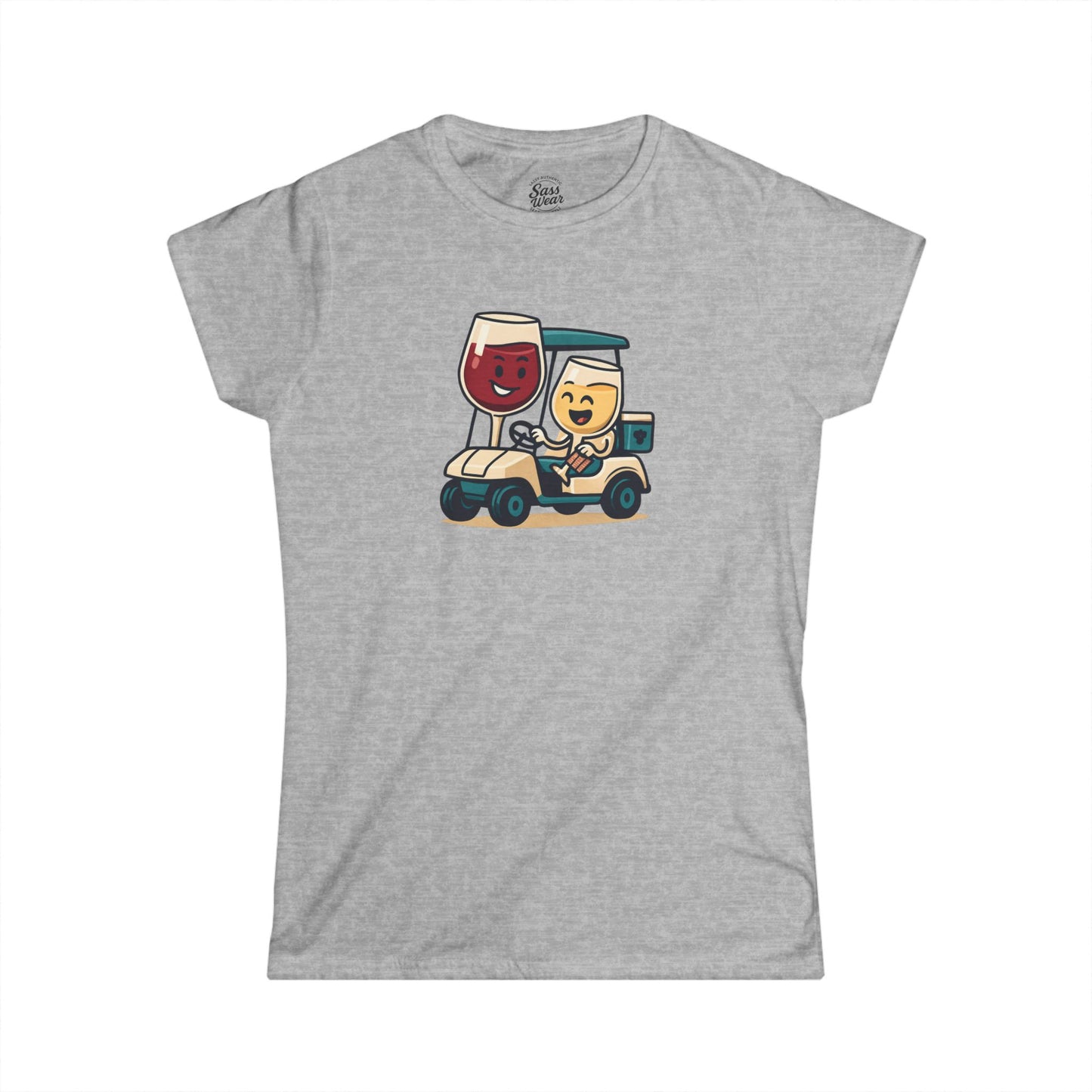 Wine and Golf Cart Women's Softstyle Tee Ruby