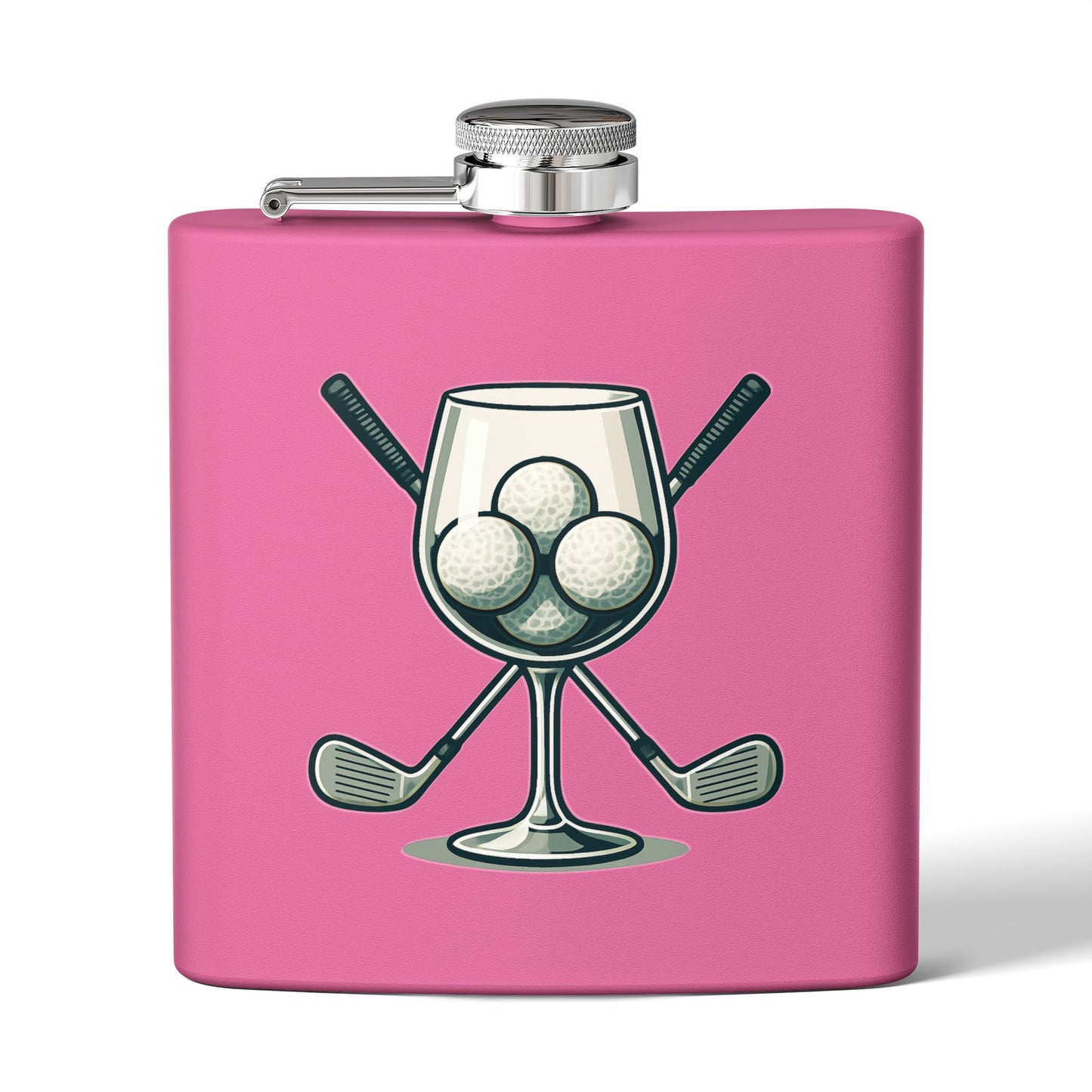 Golf Clubs and Wine Sleek Stainless Steel Flask