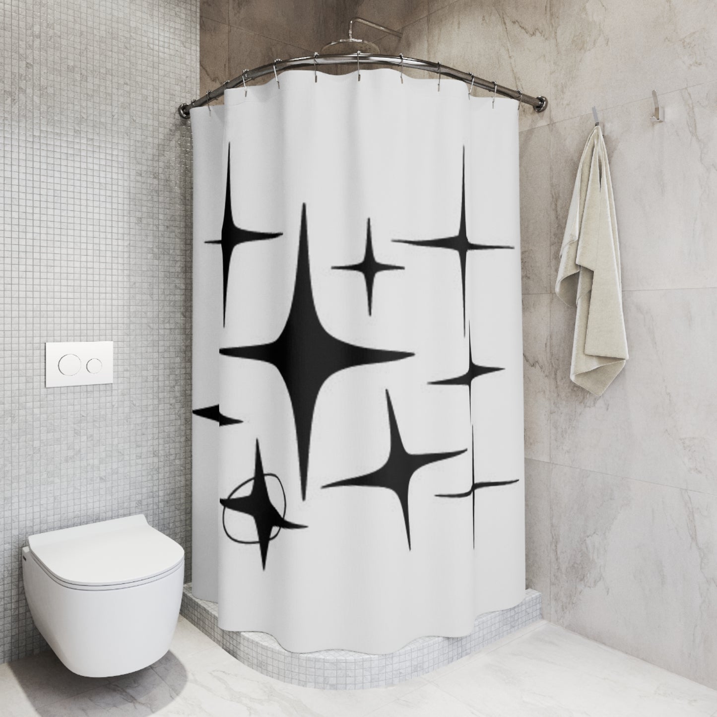 retro stars Shower Curtains