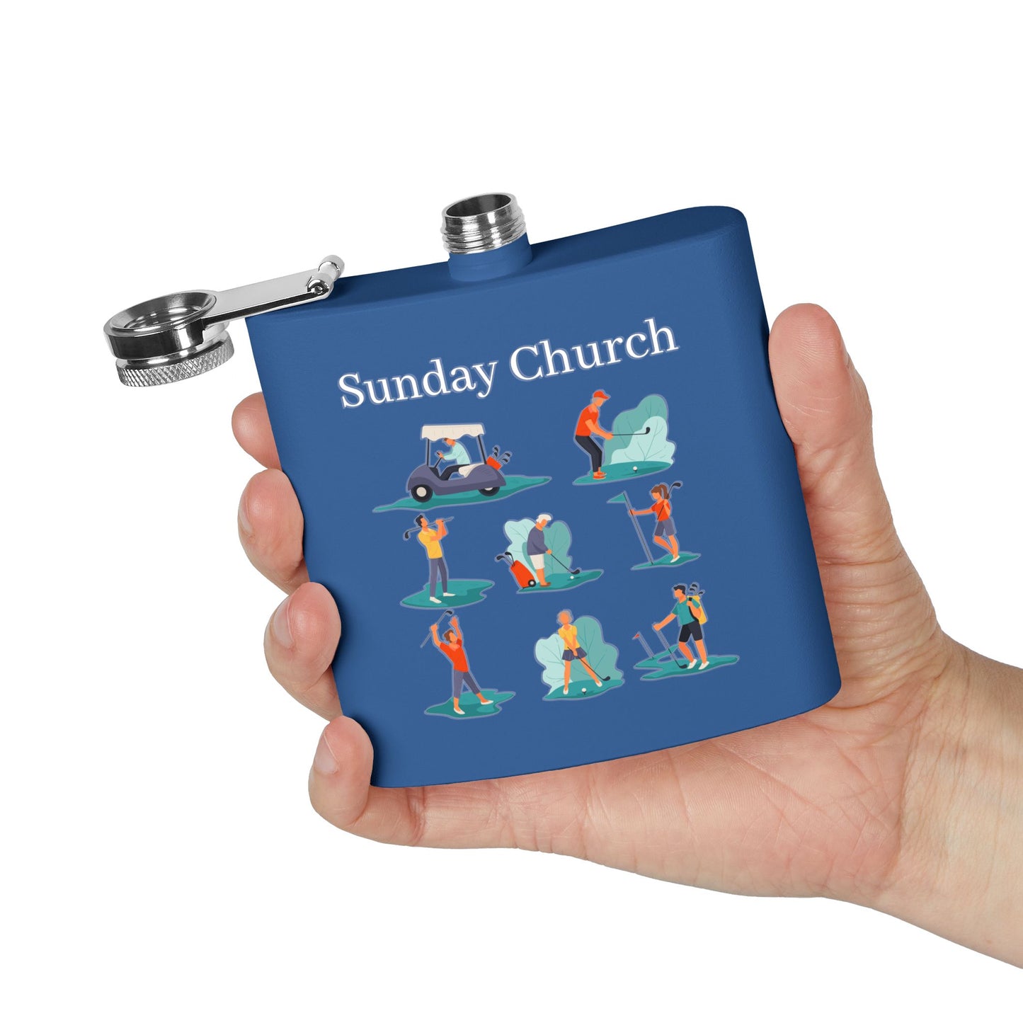 Sunday Church Golf Sleek Stainless Steel Flask