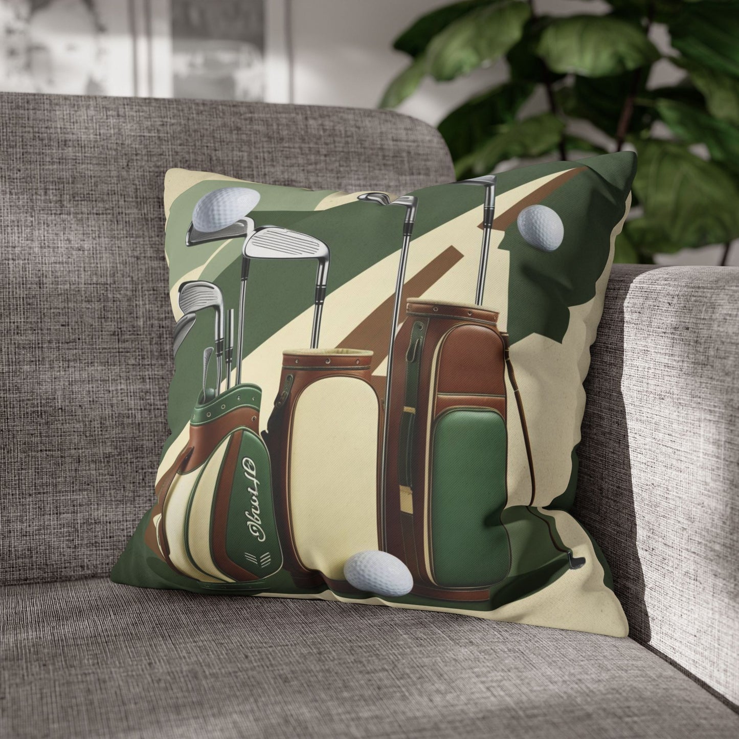 retro golf equipment Canvas Pillow cover
