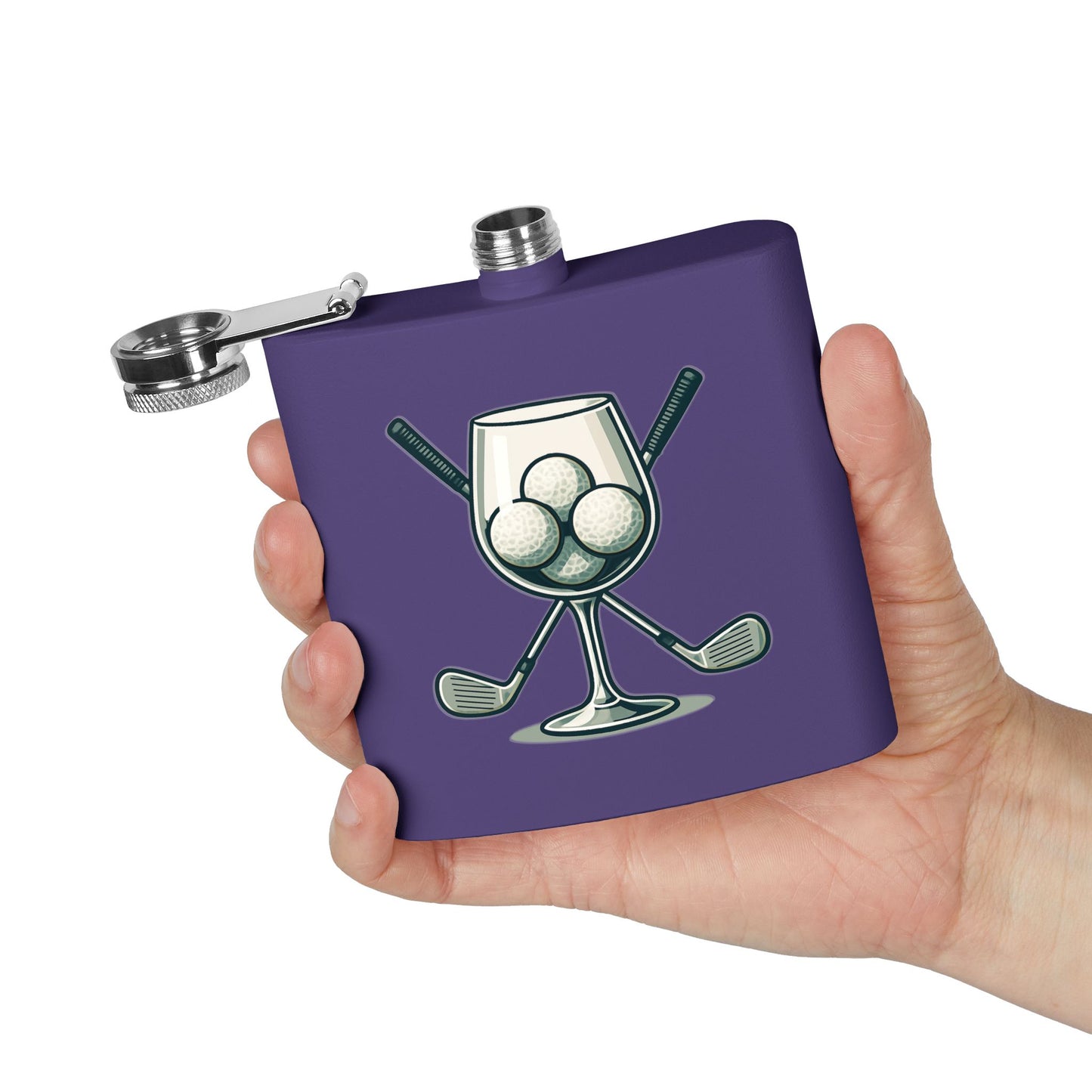 Golf Clubs and Wine Sleek Stainless Steel Flask