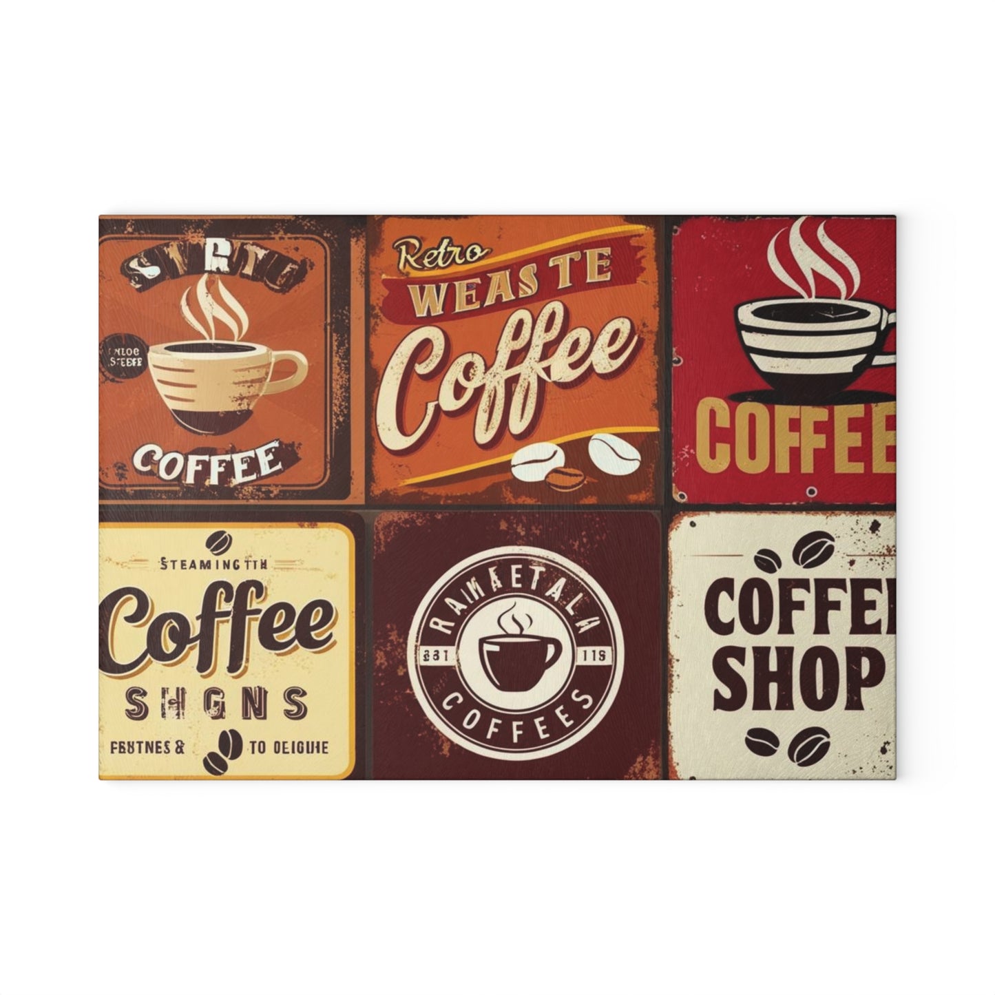 coffee labels Glass Cutting Board