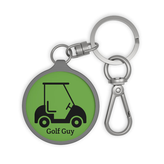 Green Golf Golf Cart Guy Keyring Tag