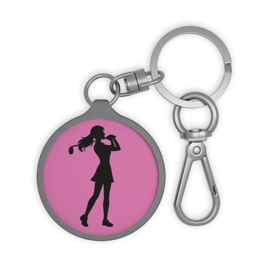 Golf Gal Silhouette Pink Keyring Tag