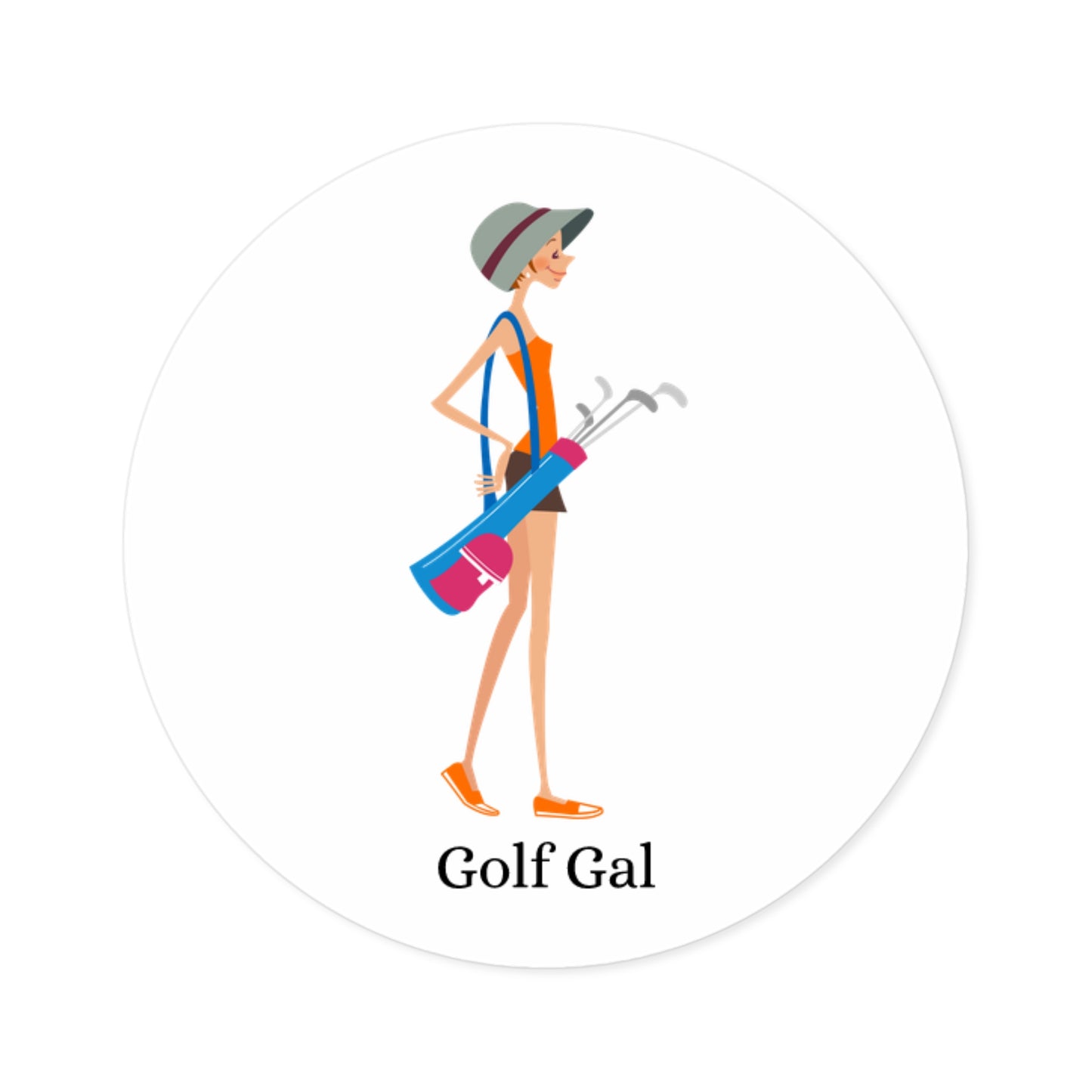 Golf Gal Round Stickers Poppy