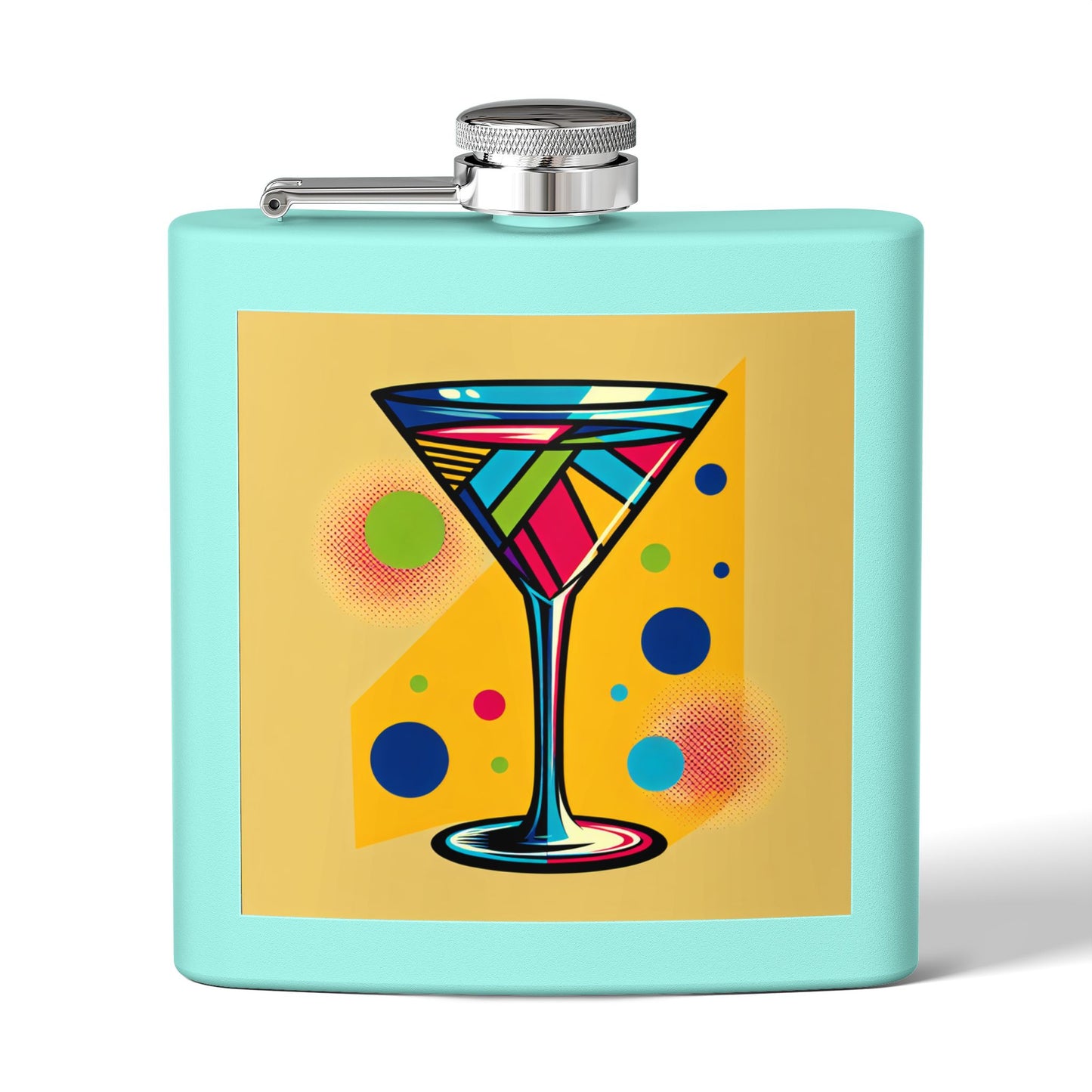Pop Art Martini Glass Sleek Stainless Steel Flask