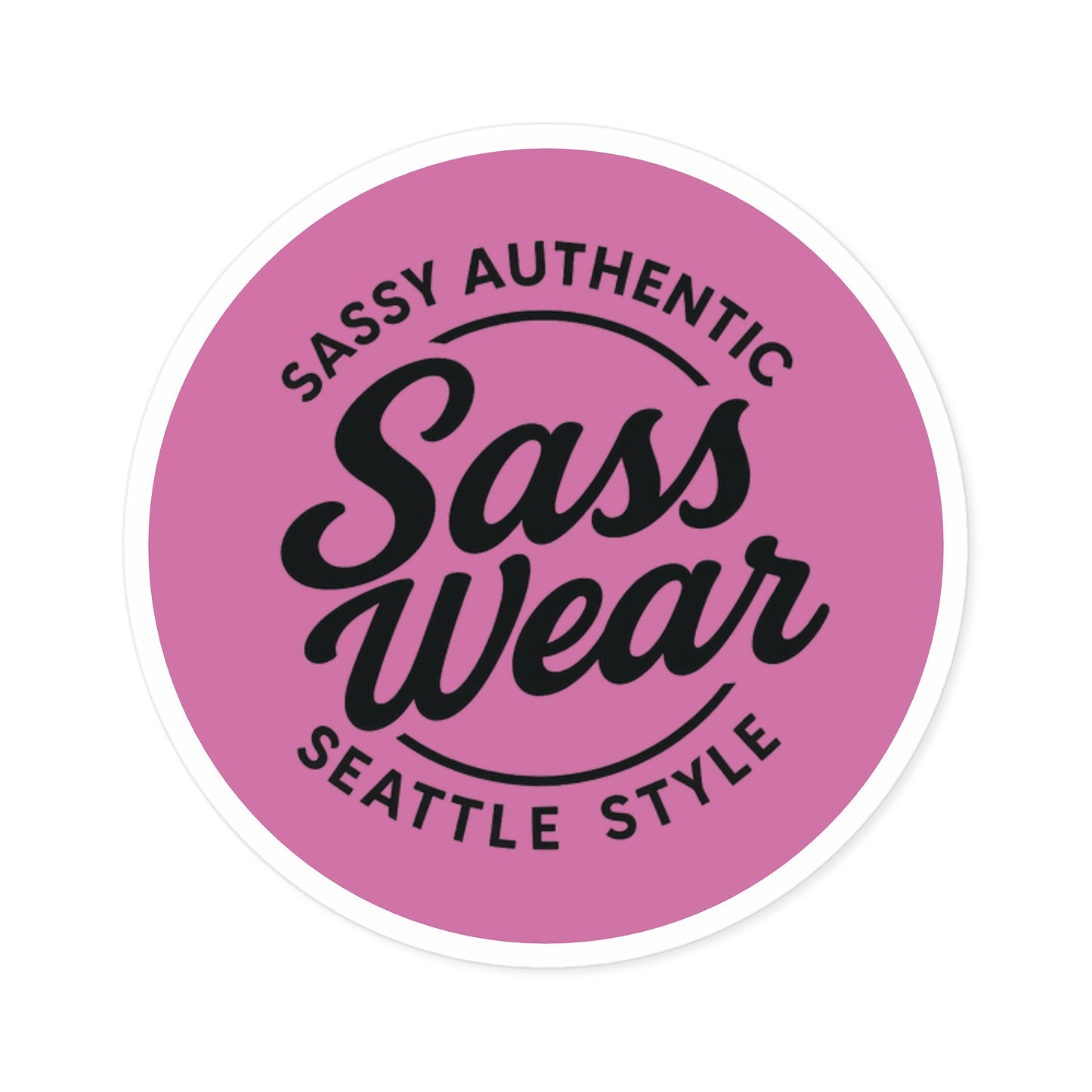 Hot pink Sass Wear Round Sticker
